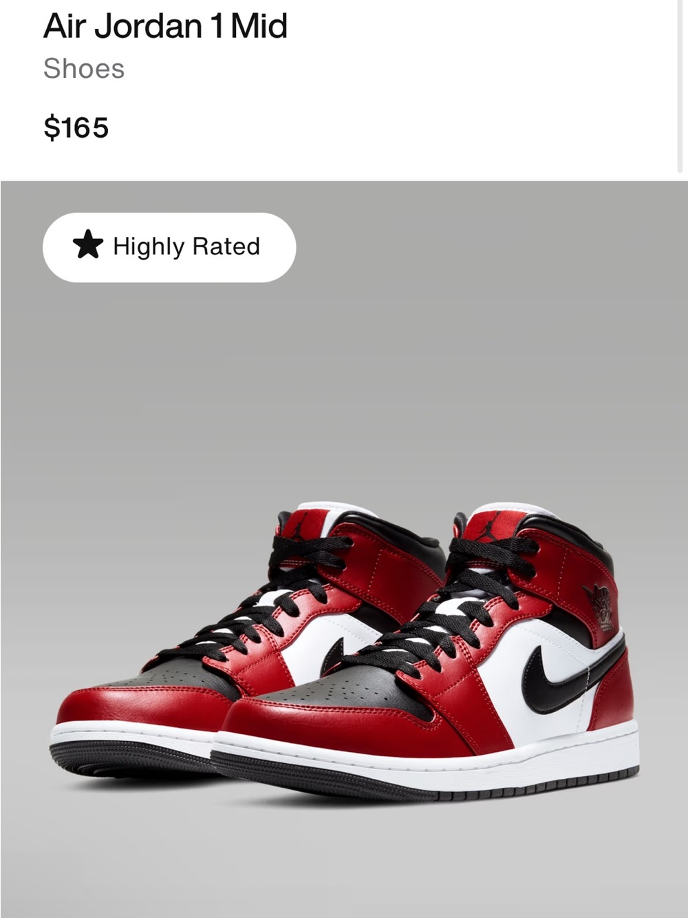 Jordan Air Jordan 1 Mid Red White Black Men or Women’s Sneakers